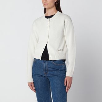 A.P.C. Cardigan corto ecru in lana