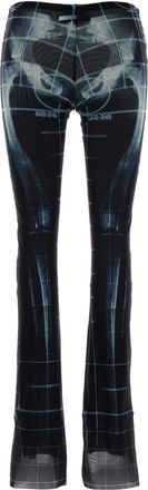 Jean Paul Gaultier Womens Printed Tulle Pant - Black Nylon - Size X-Small