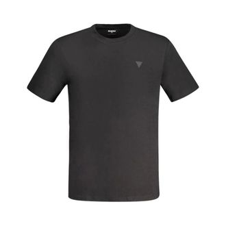 Guess T-Shirts, male, Black, Size: 2XL Black Crew Neck Cotton T-Shirt