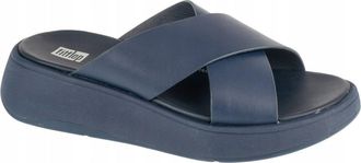 FitFlop Dames/Dames F-Mode Leren Flatform Sliders (Marineblauw)