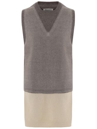 Maison Margiela Sleeveless Wool Vest With Color-Block Design
