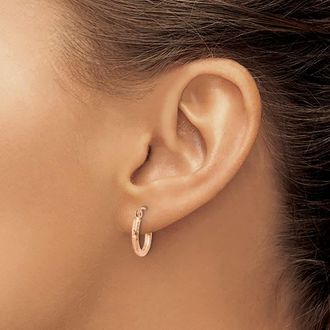 Diamond2Deal 14k Gold Diamond-cut 2mm Round Tube Hoop Earrings