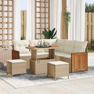 vidaXL Vidaxl - Conjunto De Sof&aacute; De Jard&iacute;n 8 Pcs Beige, Crema 90 X 55 X 71 Cm