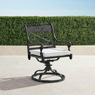 Frontgate Set of 2 Carlisle Swivel Dining Arm Chair in Onyx Aluminum - Frontgate