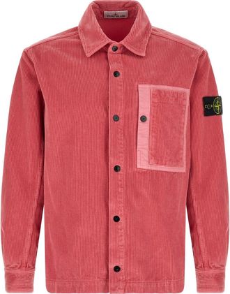 Stone Island Pink Logo Corduroy Overshirt