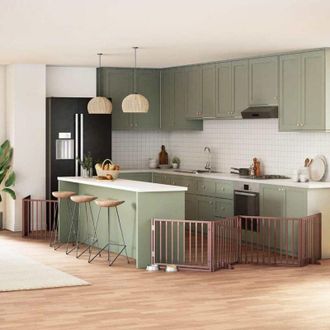 vidaXL Puerta De Perros Plegable 10 Paneles Madera &Aacute;lamo Marr&oacute;n 800 Cm Vidaxl