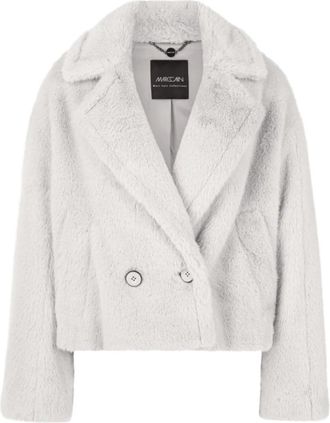 Marc Cain Cosy Faux Fur Jacket - Dames - Jassen - Blauw - XL - Wol - Jassen