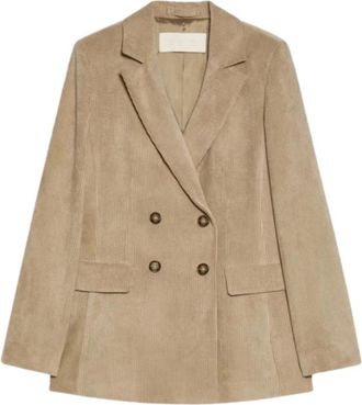 iBlues Fluwelen Blazer - Dames - Blazers - Beige - M - Polyester - Jassen