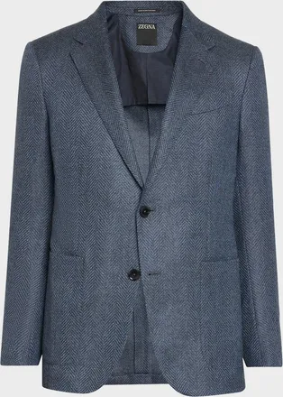 Ermenegildo Zegna Men & apos;s Wool and Cotton Chevron Single-Breasted Sport Coat