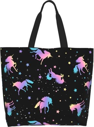 Generic Pretty Star Horse Sea Pattern Shopping Bag Durable Carry Bag Portable Shopping Bags For College Work Casual