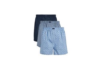 Tommy John Woven Boxers 3-Pack Mens Underwear Vista Micro Sharks/Vista Blue Stripe/Dress Blues : 2XL (44-46 Waist), Cotton