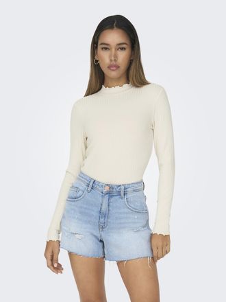 Jacqueline de Yong JDYFRANSISKA L/S HIGHNECK TOP JRS NOOS mit gewellten S&auml;umen