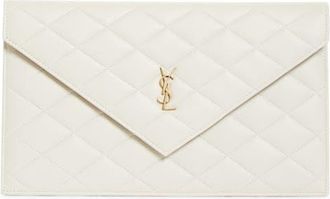 Saint Laurent Paris Diamond Quilt Pouch in Blanc Vintage at Nordstrom