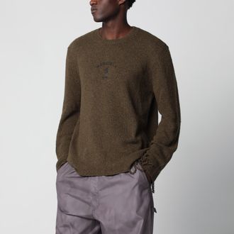 Maison Margiela Maglione girocollo in misto lana kaki/nero