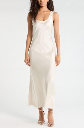 Ever New Coco Bias Cut Satin Tank Dress in Oyster at Nordstrom, Size 12