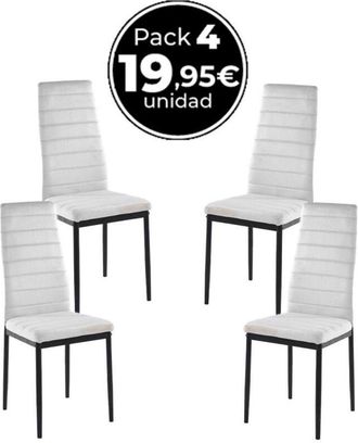 Regalos Miguel Regalos Miguel - Packs Sillas Comedor - Pack 4 Sillas Lauter Terciopelo - Gris claro