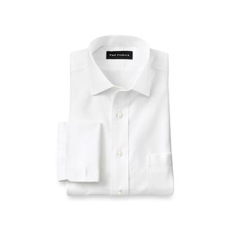 Paul Fredrick Slim Fit Non-iron Cotton Twill Spread Collar French Cuff Dress Shirt in White at Nordstrom, Size 15.5 - 32