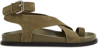 A.Emery Jalen Cross-over Suede Sandals - Khaki - 36 (IT36/ UK3)