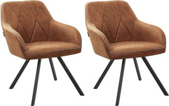 Beliani Conjunto de 2 sillas de comedor marrón dorado