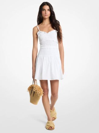 Michael Kors Smocked Cotton Poplin Tank Dress