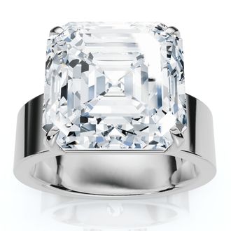 Pompeii3 Certified 8Ct Asscher Cut Cigar Band Solitaire Diamond Engagement Ring Lab Grown