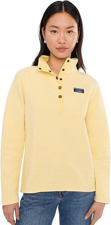 L.L.Bean Lakewashed Double-Knit 1/4 Snap Womens Sweatshirt Light Yellow : 2XL, Cotton/Polyester