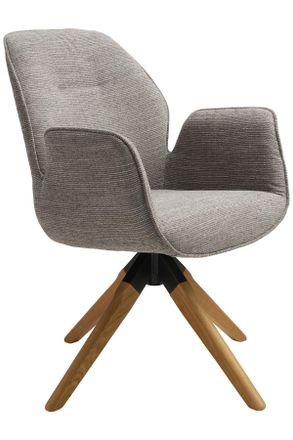MID.YOU Mid.you Armlehnstuhl, Grau, Naturfarben, Holz, Textil, Eiche, massiv, Drehkreuz, 61x84x62 cm, Sitzfl&auml;che 360&deg; drehbar, Holzm&ouml;bel, Sitzgelegenheiten Ho