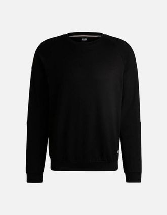 HUGO BOSS Mens BOSS Regular-fit sweatshirt in cotton terry, Black - Size: 44