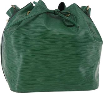 Louis Vuitton Petit Noe Monogram Canvas Green Leather Handbag (Pre-Owned)
