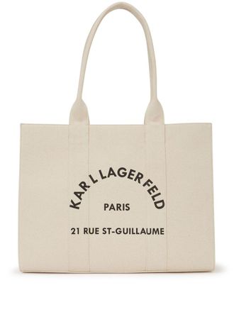 Karl Lagerfeld large Rue St-Guillaume tote bag - women - Recycled Cotton/Cotton - One Size - Neutrals