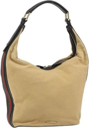 Gucci Pre-owned Shoulder Bags, female, Beige, Size: ONE SIZE Pre-owned Canvas Shoulder Bag