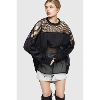 Diesel Black Cotton Polyester Mesh Womens Sweatshirt