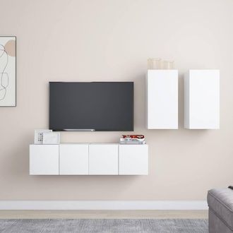 Berkfield Home 4 Piece TV Cabinet Set White Engineered Wood