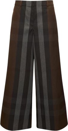 Burberry Elegante Palazzo Broeken - Dames - Wijde Broeken - Bruin - 3XS - Katoen - Broeken