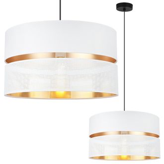 OEM L&aacute;mpara Colgante Asti Duo Negra 1 Pantalla Plana Blanca Oro Ts 40cm