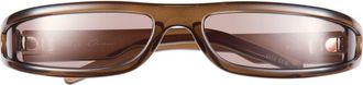 Rick Owens FOG Rectangular Wraparound Sunglasses in Tobacco Temple/brown Lens at Nordstrom