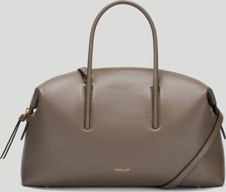 DeMellier The Midi Stockholm in Dark Taupe Fine Grain Leather Top handle bag