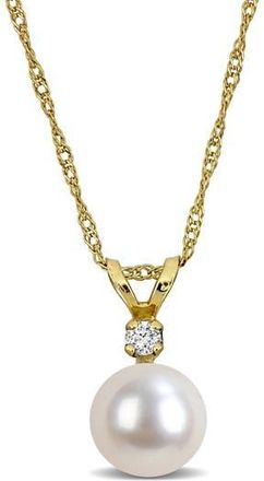 Delmar 14K Yellow Gold Cultured Pearl & Diamond Pendant Necklace at Nordstrom Rack