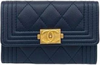 Chanel Pre-owned Wallets, female, Blue, Size: ONE SIZE Pre-owned Leather Wallet