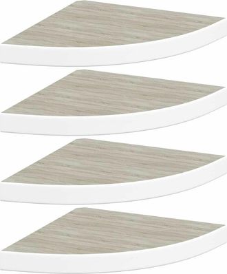 vidaXL Vidaxl - Estante De Esquina De Pared 4 Uds Mdf Roble/blanco 35x35x3,8 Cm