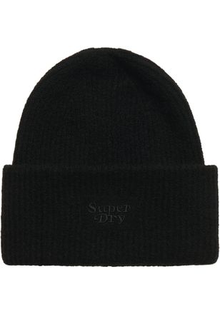 Superdry Beanie SUPERDRY SOFT RIB KNIT BEANIE HAT, Damen, schwarz, Strick, Materialmix, unifarben, M&uuml;tzen Beanie