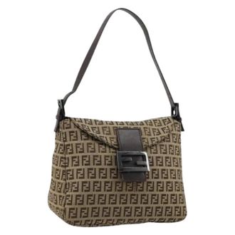 Fendi Pre-owned Shoulder Bags, female, Beige, Size: ONE SIZE Pre-owned Zucchino Canvas Shoulder Bag