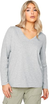 M&Co Womens V-Neck Long Sleeve T-Shirt - Womens Grey