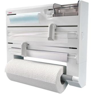 Leifheit Distribuidor De Papel De Cocina, Film De Aluminio, Pel&iacute;cula Parat Plus Comfortline 25723 Leifheit Dispensador De Pared Con 6 Compartimentos Y Cuchilla
