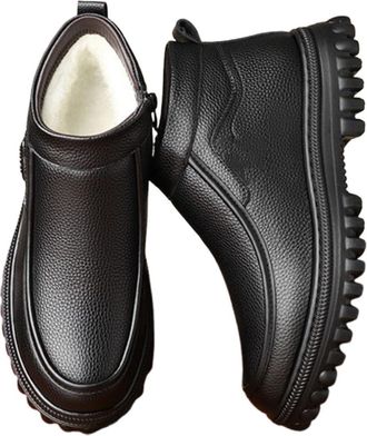 Generic Men Snow Boots Leather, Non Slip Comfortable Mens Warm Shoes with Zipper Casual Snow Boots Comfortable Hiking Boots for Men(US10)