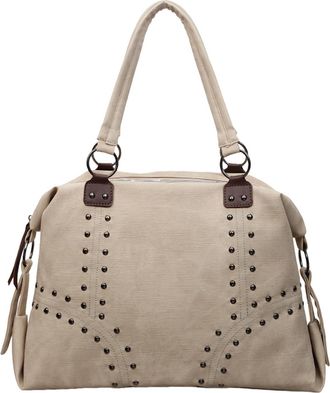 Generic Cymwer PU Leather Shoulder Bag Large Tote Bag with Rivet Handbag for Women Work (Beige)