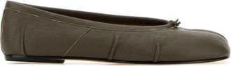 Maison Margiela Green Leather Tabi Ballet Flats