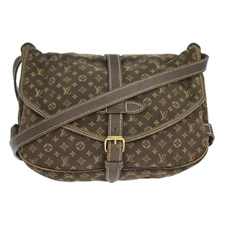 Louis Vuitton Saumur Mini Lin Brown Canvas Handbag (Pre-Owned)