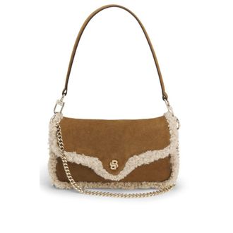 BOSS Shoulder bag with faux fur trim