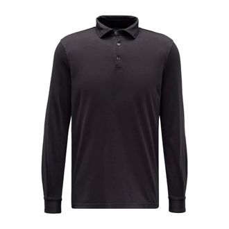 Fedeli Polo Shirts, male, Black, Size: 2XL Timeless Long Sleeve Polo Shirt